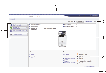 Illustration de l'écran du navigateur Web avec légende numérotée