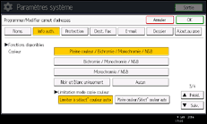 Illustration de l'écran du panneau de commande