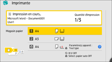 Illustration de l'écran du panneau de commande