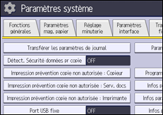 Illustration de l'écran du panneau de commande