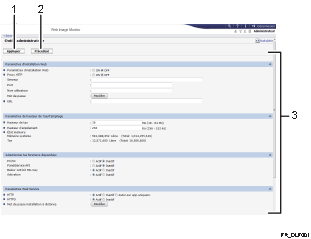 Illustration de l'écran du navigateur Web avec légende numérotée