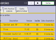 Illustration de l'écran du panneau de commande