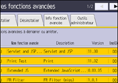 Illustration de l'écran du panneau de commande