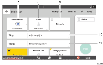 Kezelőpanel képernyőjének számozott jelölésű illusztrálása