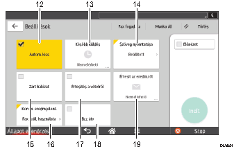 Kezelőpanel képernyőjének számozott jelölésű illusztrálása
