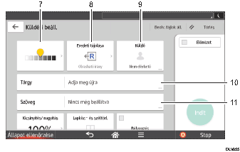 Kezelőpanel képernyőjének számozott jelölésű illusztrálása