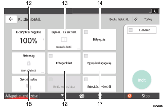 Kezelőpanel képernyőjének számozott jelölésű illusztrálása