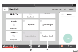 Kezelőpanel képernyőjének számozott jelölésű illusztrálása