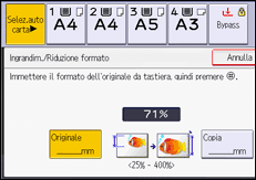 Illustrazione della schermata sul pannello di controllo