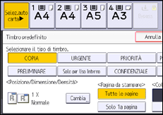 Illustrazione della schermata sul pannello di controllo