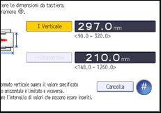 Illustrazione della schermata sul pannello di controllo
