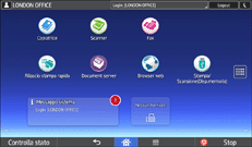 Illustrazione della schermata sul pannello di controllo