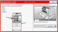 Illustrazione della schermata sul pannello di controllo
