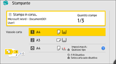 Illustrazione della schermata sul pannello di controllo