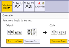 Ilustração do ecrã do painel de operação