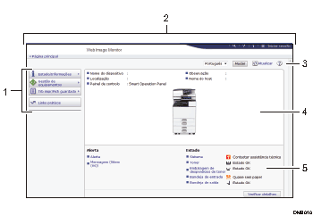 Ilustração com numeração do ecrã do Web browser