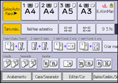 Ilustração do ecrã do painel de operação
