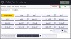 Ilustração do ecrã do painel de operação