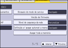 Ilustração da tela do painel de operação