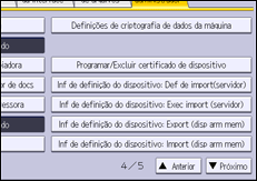 Ilustração da tela do painel de operação