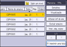 Ilustração da tela do painel de operação