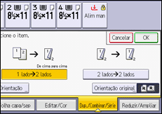 Ilustração da tela do painel de operação