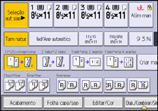 Ilustração da tela do painel de operação