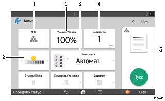 Иллюстрация экрана панели управления с пронумерованными сносками