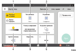 Иллюстрация экрана панели управления с пронумерованными сносками