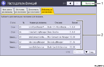Иллюстрация экрана панели управления с пронумерованными сносками