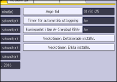 Bild av användarpanelens skärm