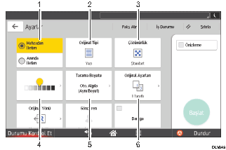 İşlem paneli ekran gösterimi numaralandırılmış balonlu resim