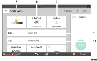 İşlem paneli ekran gösterimi numaralandırılmış balonlu resim