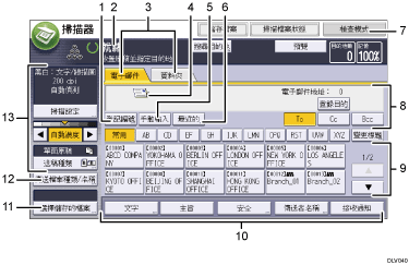 操作面板畫面說明圖編號標註說明圖