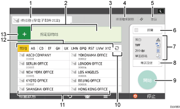 操作面板畫面說明圖編號標註說明圖