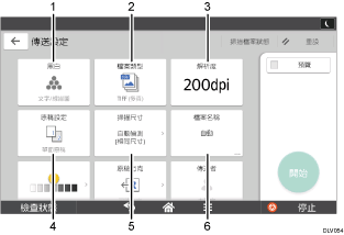 操作面板畫面說明圖編號標註說明圖