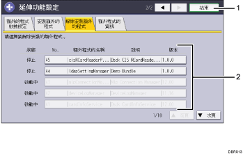 操作面板畫面說明圖編號標註說明圖