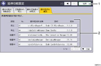 操作面板畫面說明圖編號標註說明圖