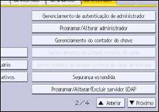 Ilustração da tela do painel de operação