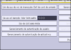 Ilustração da tela do painel de operação