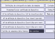 Ilustração da tela do painel de operação