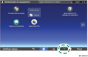 Ilustração da tela do painel de operação