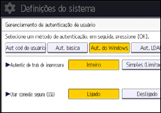 Ilustração da tela do painel de operação