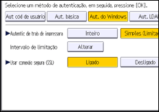 Ilustração da tela do painel de operação