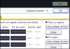 Ilustração da tela do painel de operação