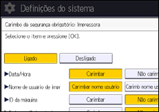 Ilustração da tela do painel de operação