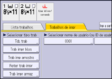 Ilustração da tela do painel de operação