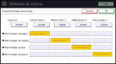 Ilustração da tela do painel de operação