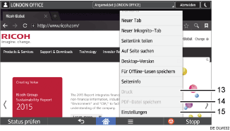Nummerierte Abbildung zur Modusänderung