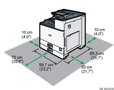 Illustration des Platzbedarfs für die Installation